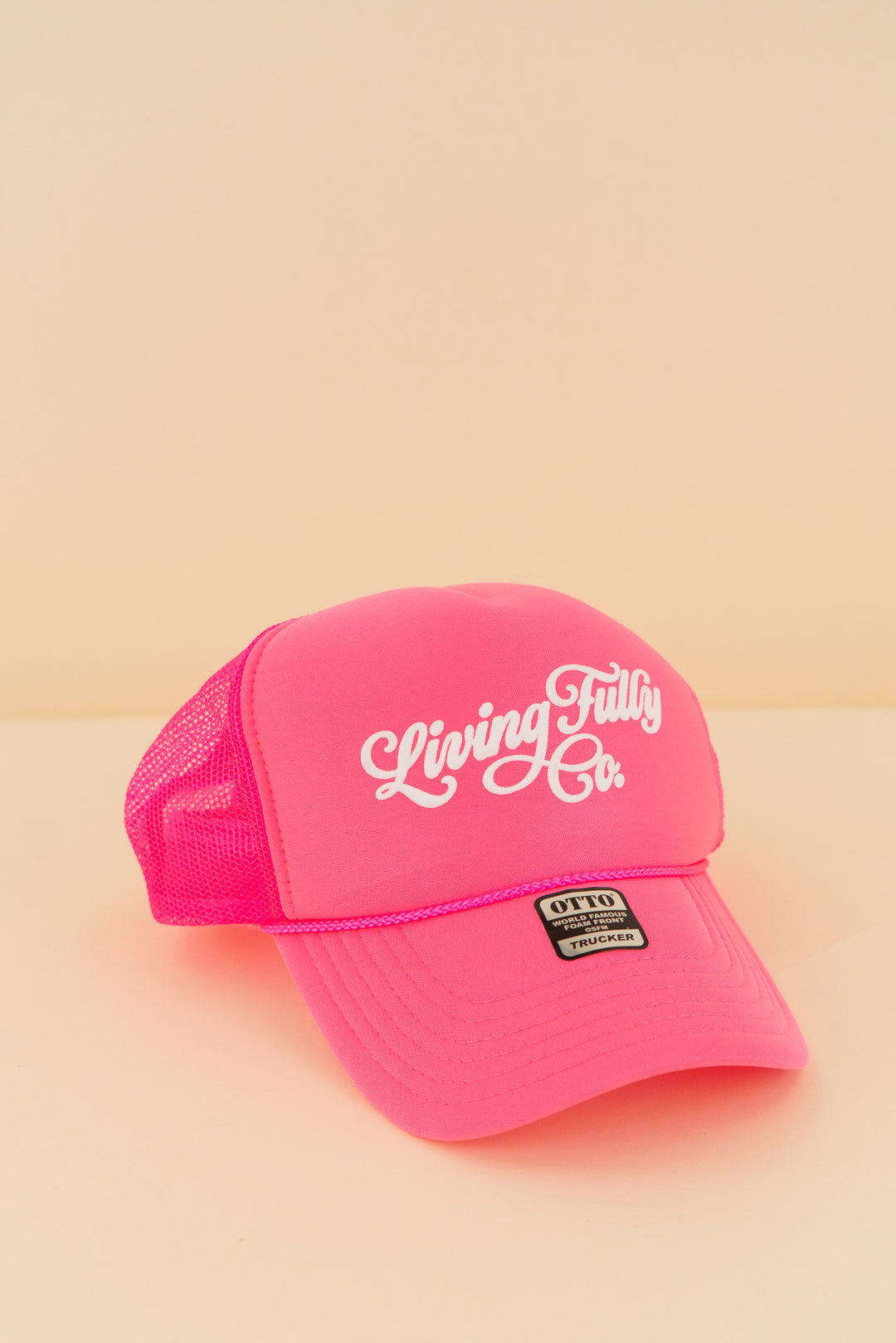 Living Fully Co. hot pink trucker hat (os; retail $36)