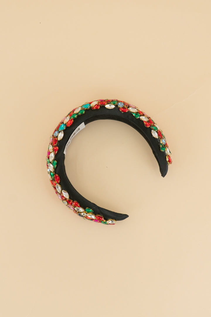 black multi color rhinestone headband