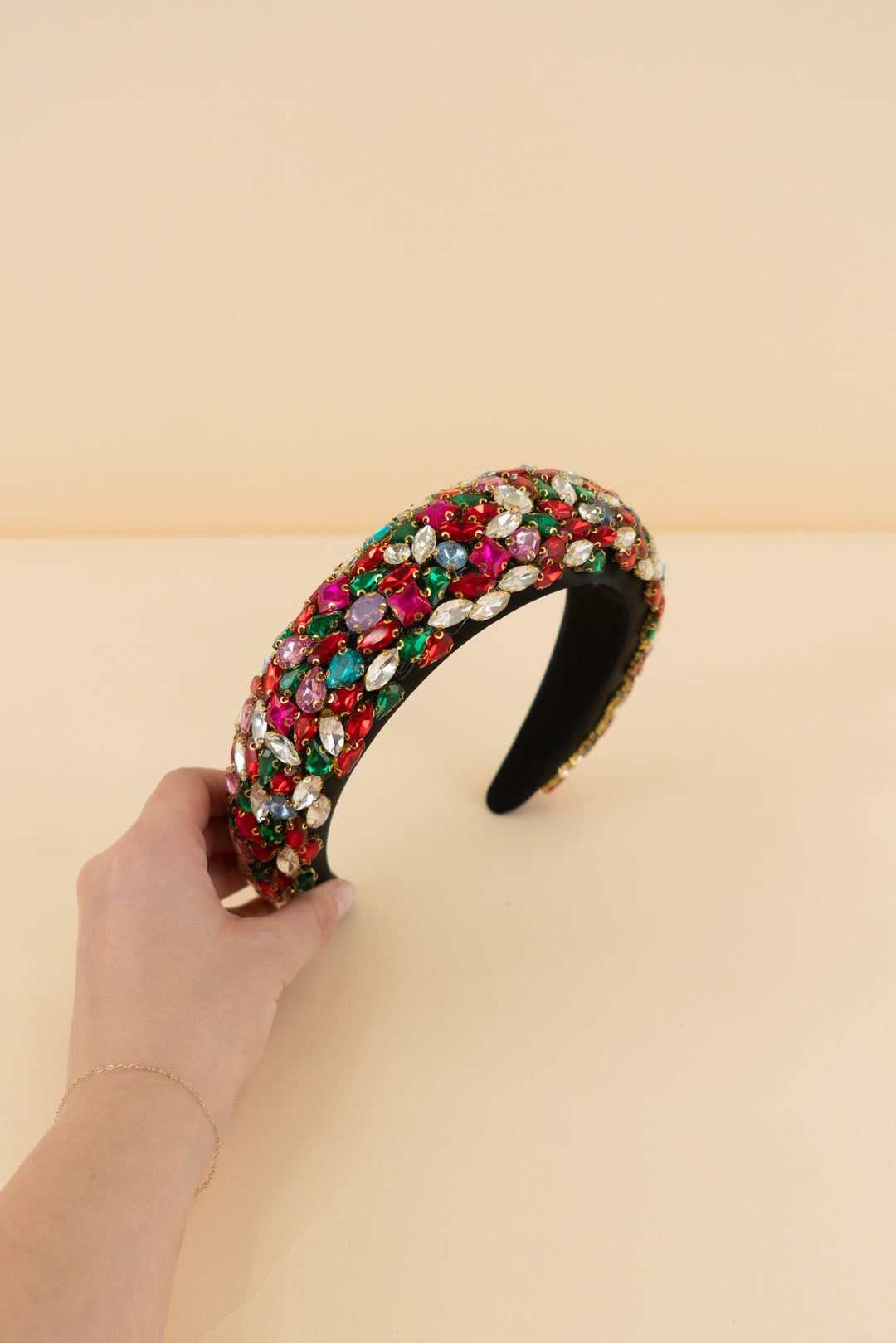 black multi color rhinestone headband
