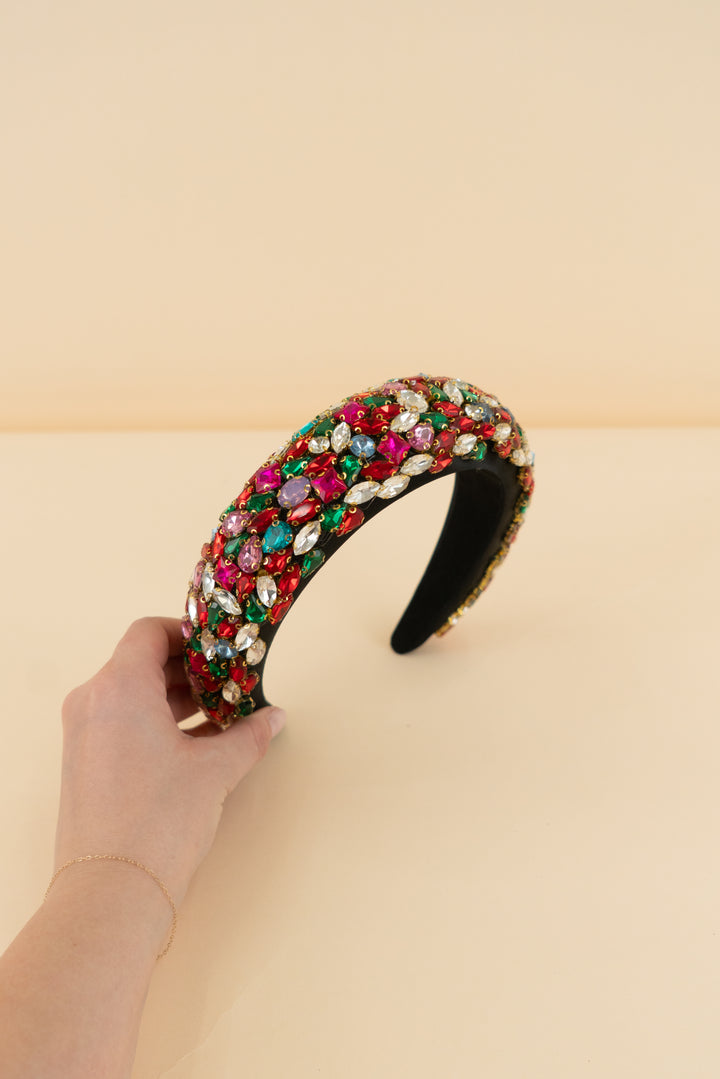 black multi color rhinestone headband