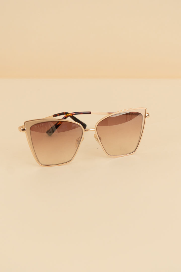 Diff rose gold oversized cat eye sunglasses tortoise back (os; retail $138)