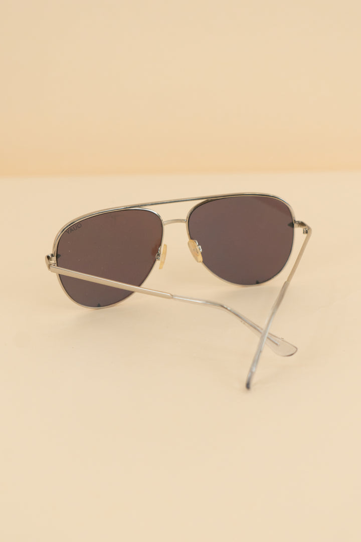Quay x Desi High Key silver blue lense sunglasses (os; retail $95)