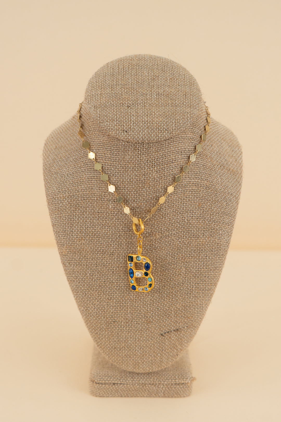 Electric Picks gold "B" crystal pendant necklace (os; retail $188)