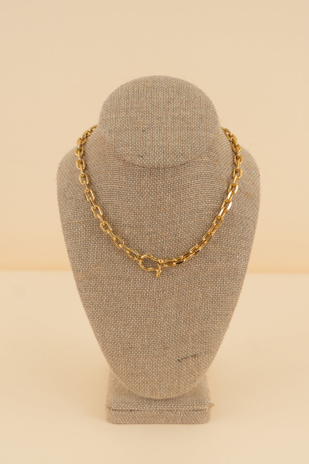 electric picks gold necklace with gold lock (os; retail $88)