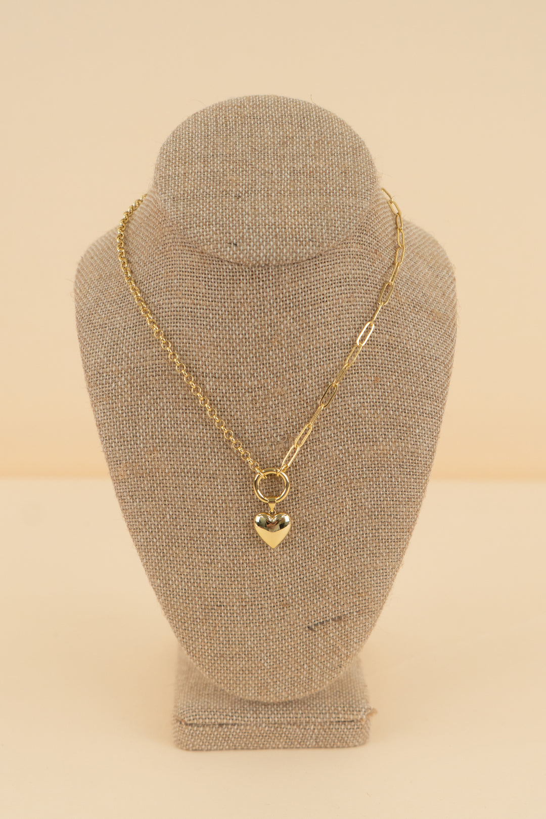 "a +b" puff heart gold necklace (os; retail $125)