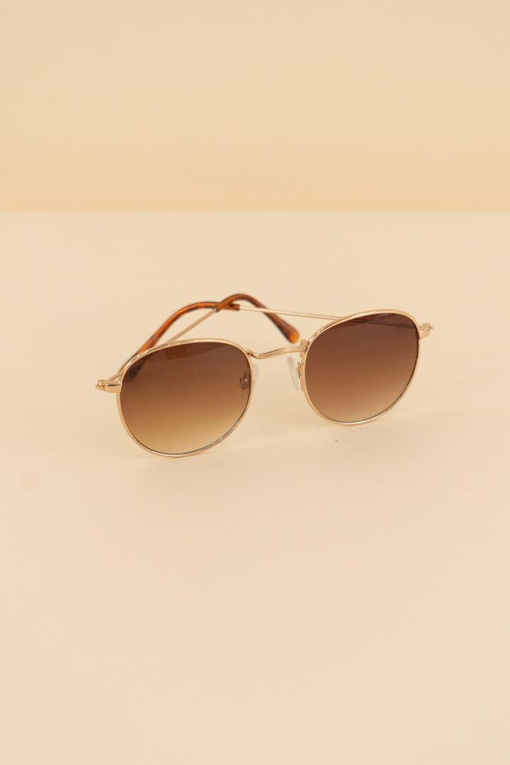 round aviator gold sunglasses tortoise back (os; retail $45.60)