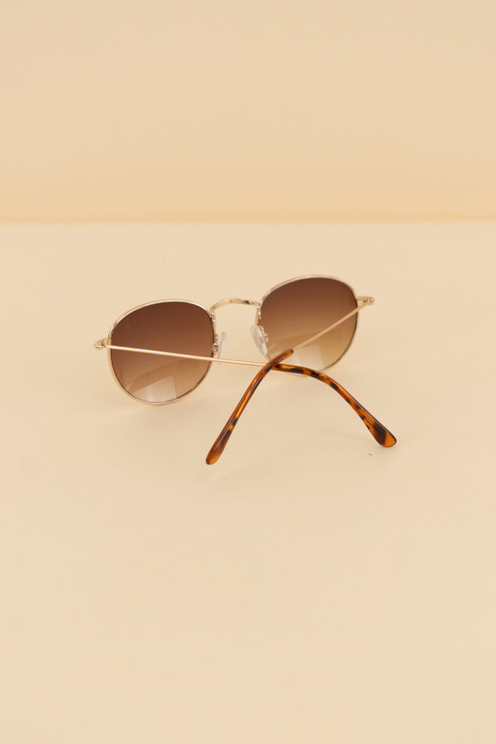 round aviator gold sunglasses tortoise back (os; retail $45.60)
