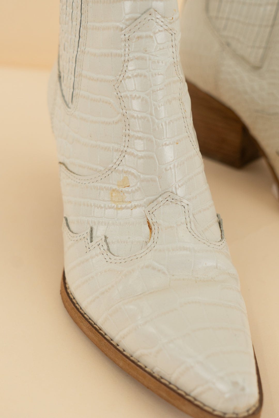 Sam Edelman Winona White Crocodile Booties (7.5; retail $180)