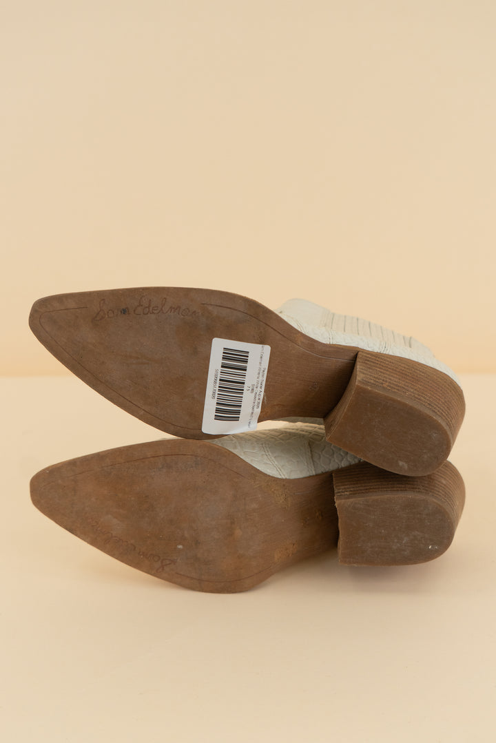 Sam Edelman Winona White Crocodile Booties (7.5; retail $180)