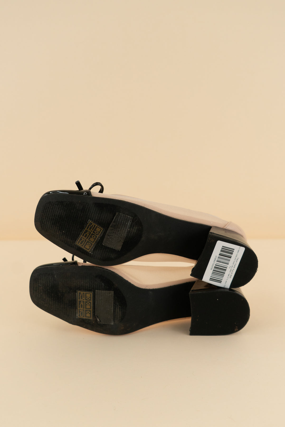 Bamboo nude and black bow block heel (7.5; retail $55)