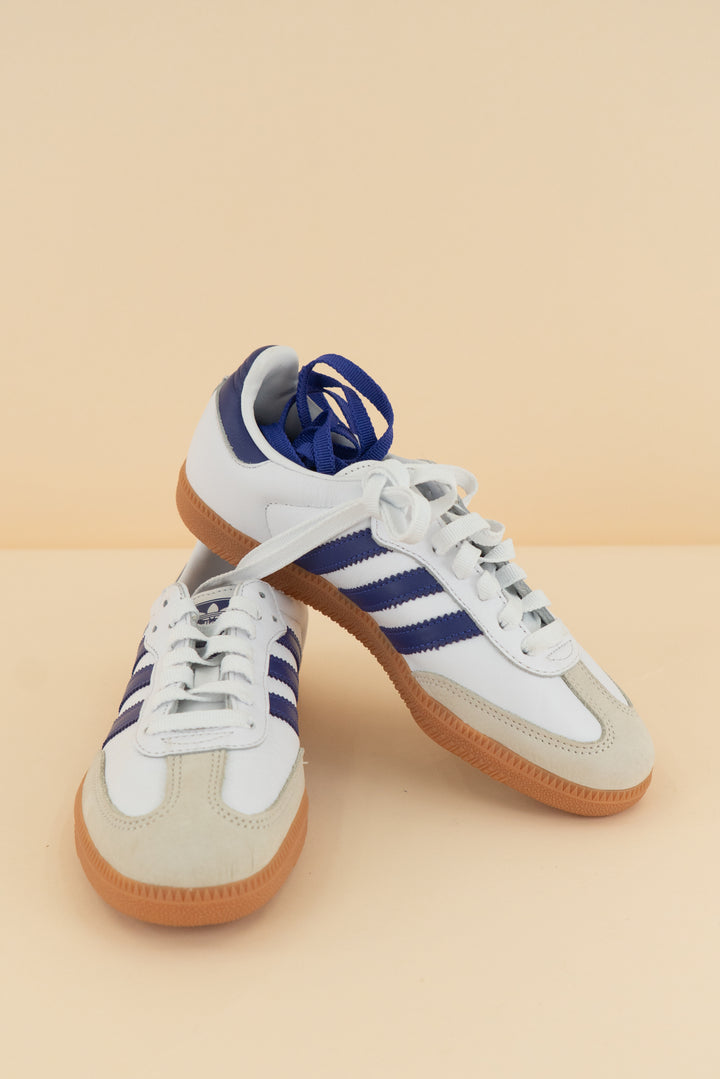 adidas purple stripe sambas (7;retail $110)