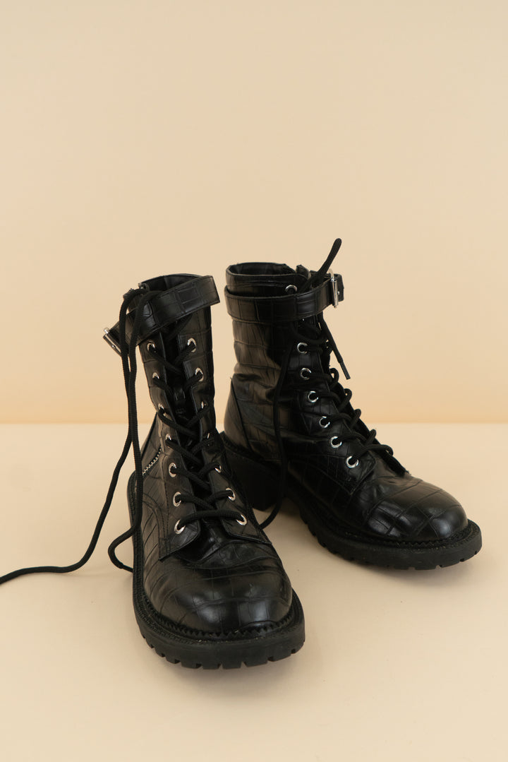 asos black chunky combat ankle boots (6; retail $95)