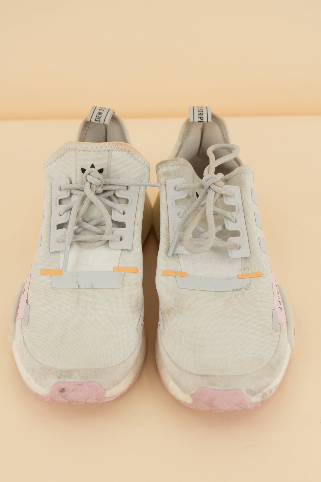 adidas cloud sneakers blush orange and purple (7; retail $149.95)