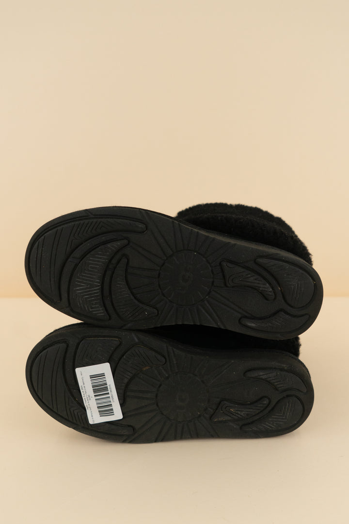 ugg australia black tall suede fur fold over bootie (y; retail $350)