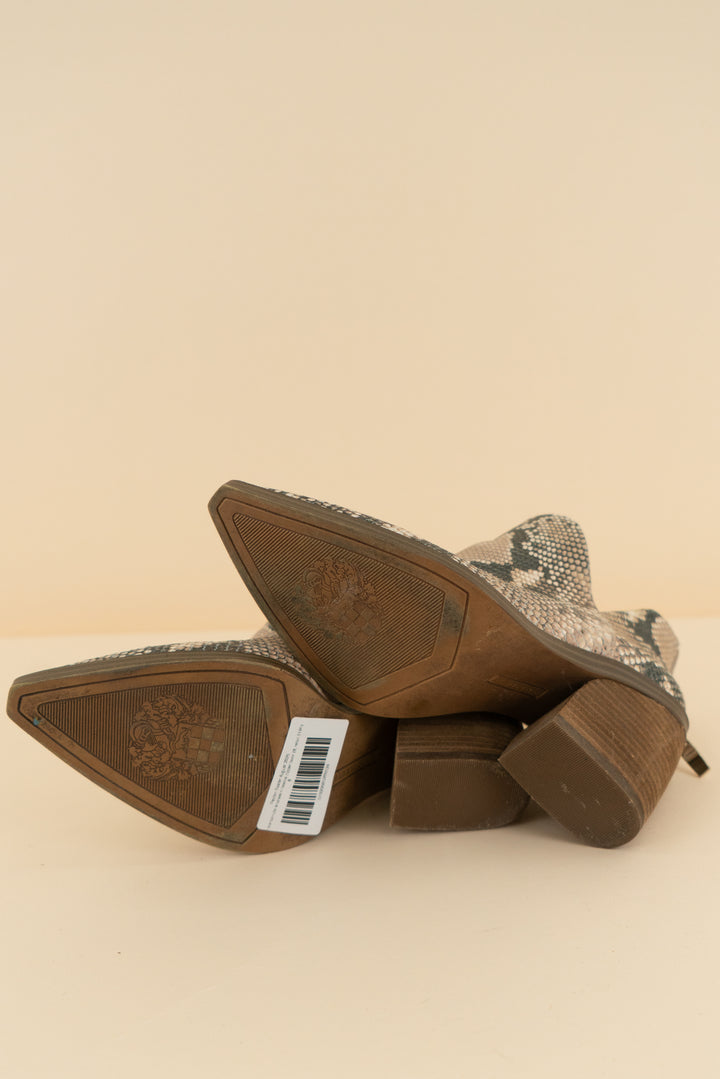 vince camuto snakeskin bootie zipper back (8; retail $189)