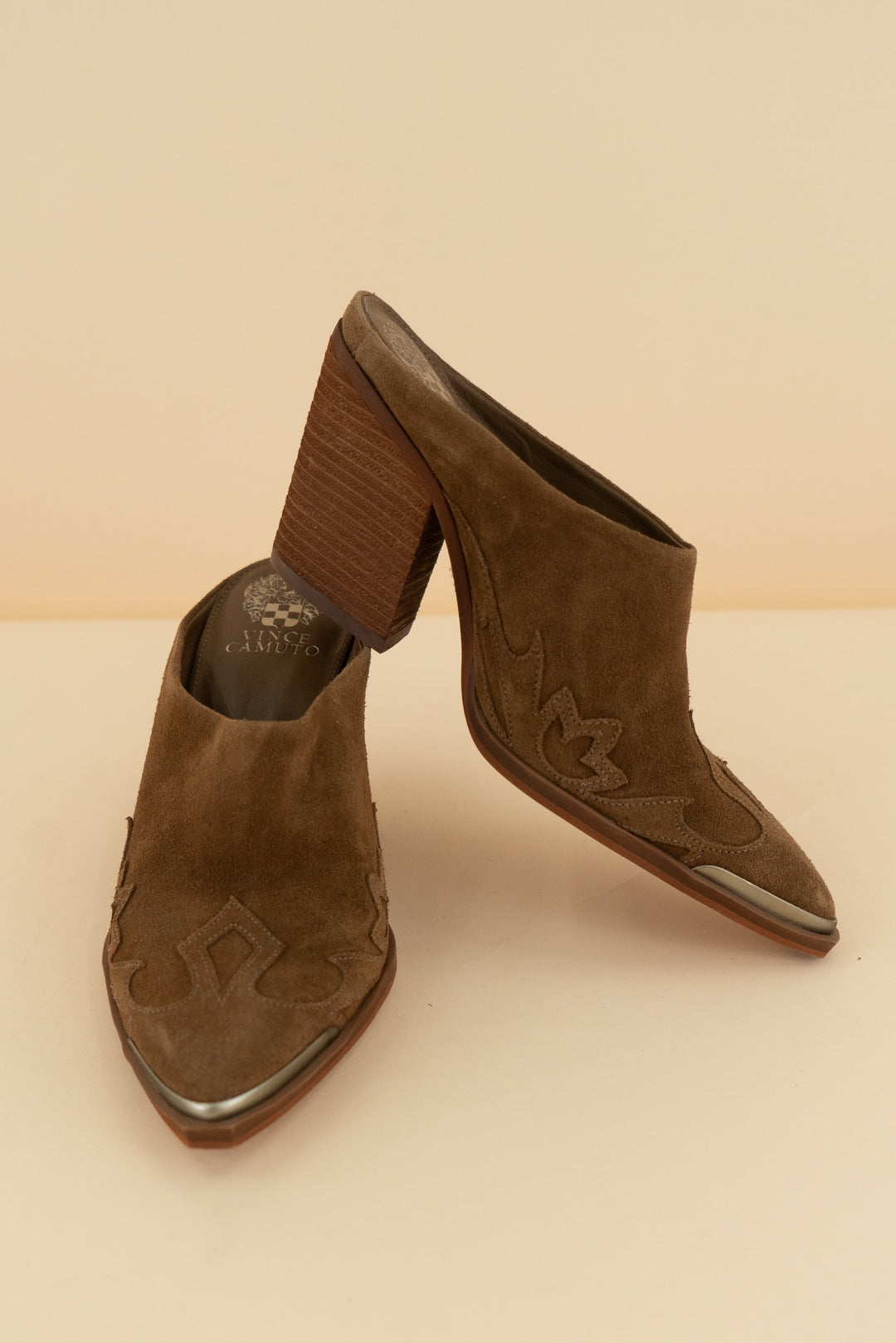 vince camuto brown suede western mules (7)