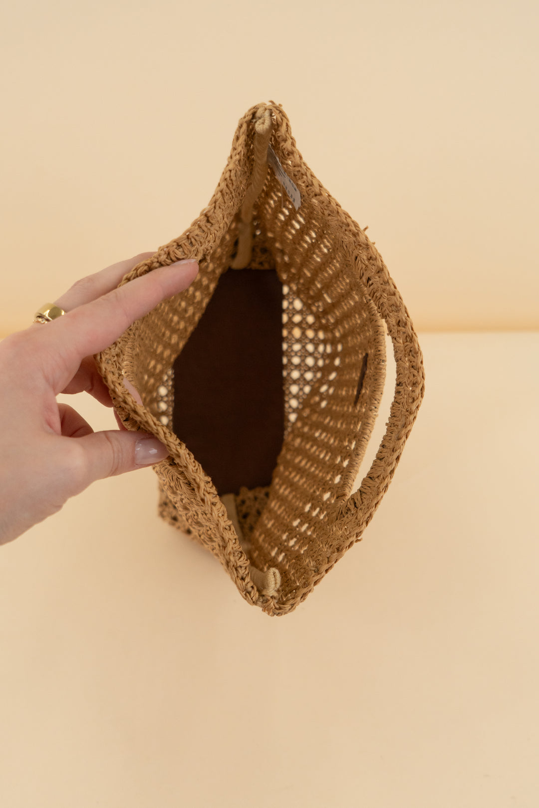 j.crew brown rattan handbag