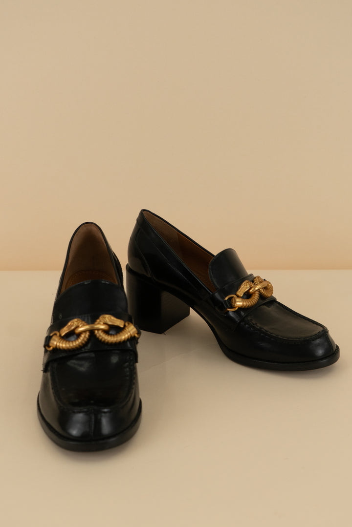 tory burch vegan leather black loafers with gold hardware (9)