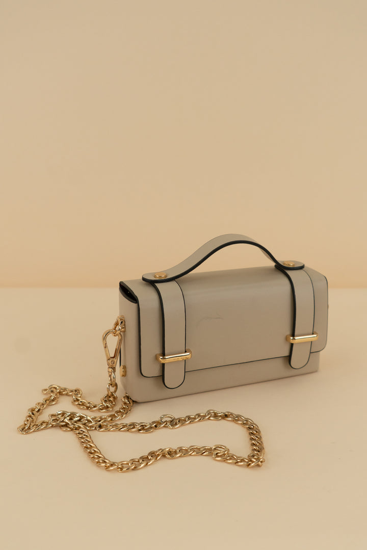 bottega italiana firenze taupe boxy crossbody chain bag