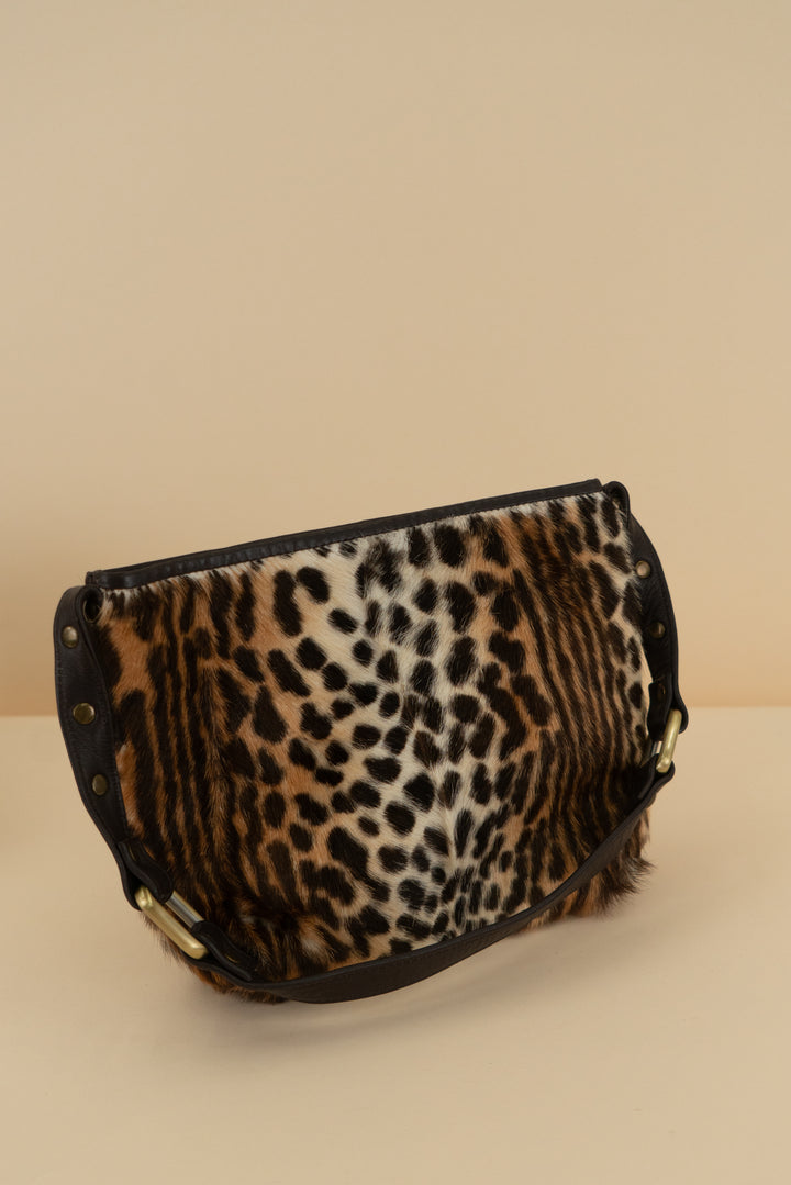 brown animal print handbag