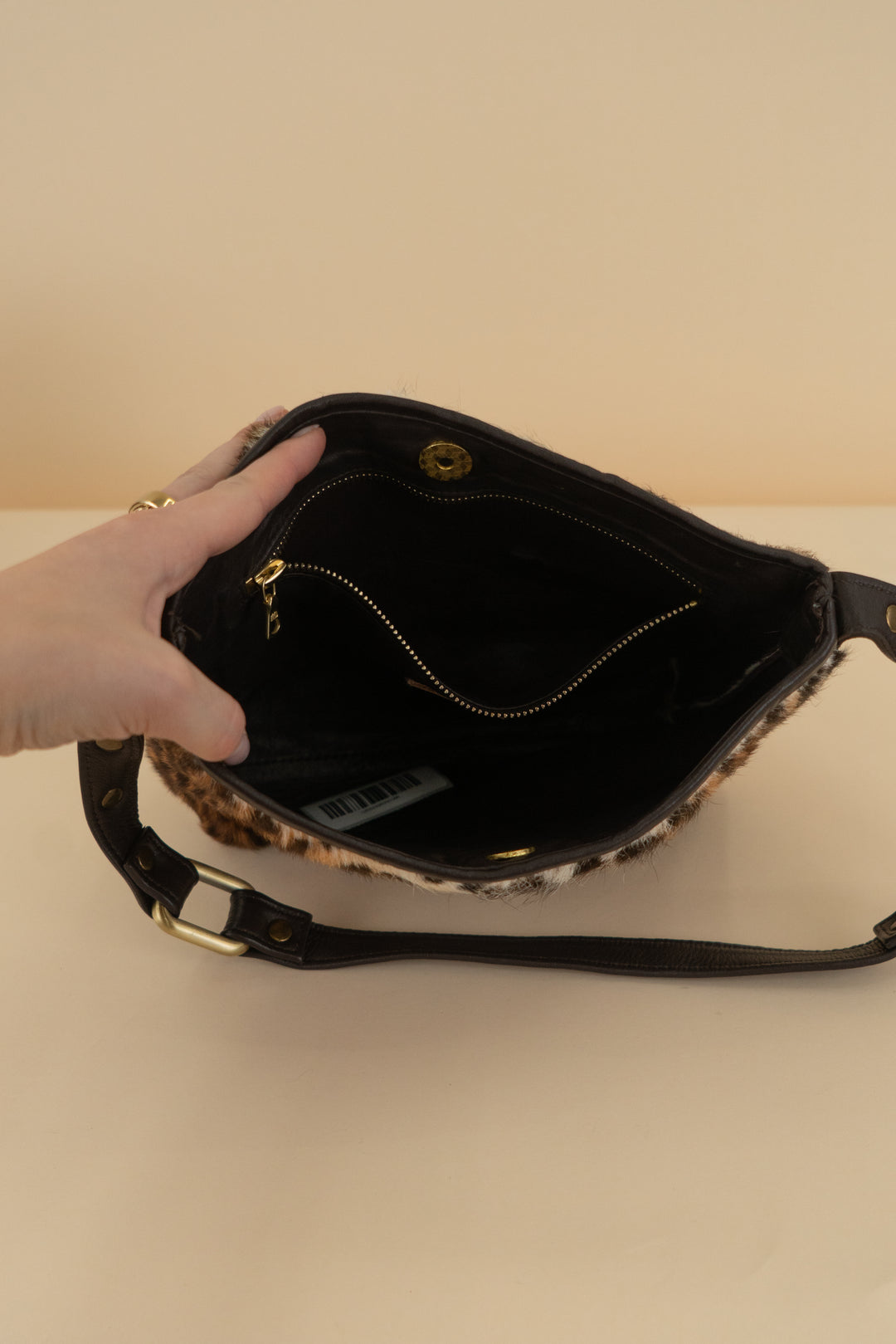 brown animal print handbag