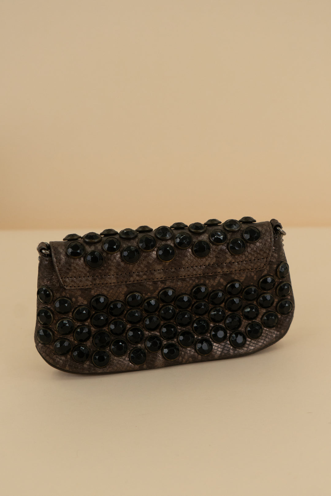betsey johnson bronze/black studded crossbody bag