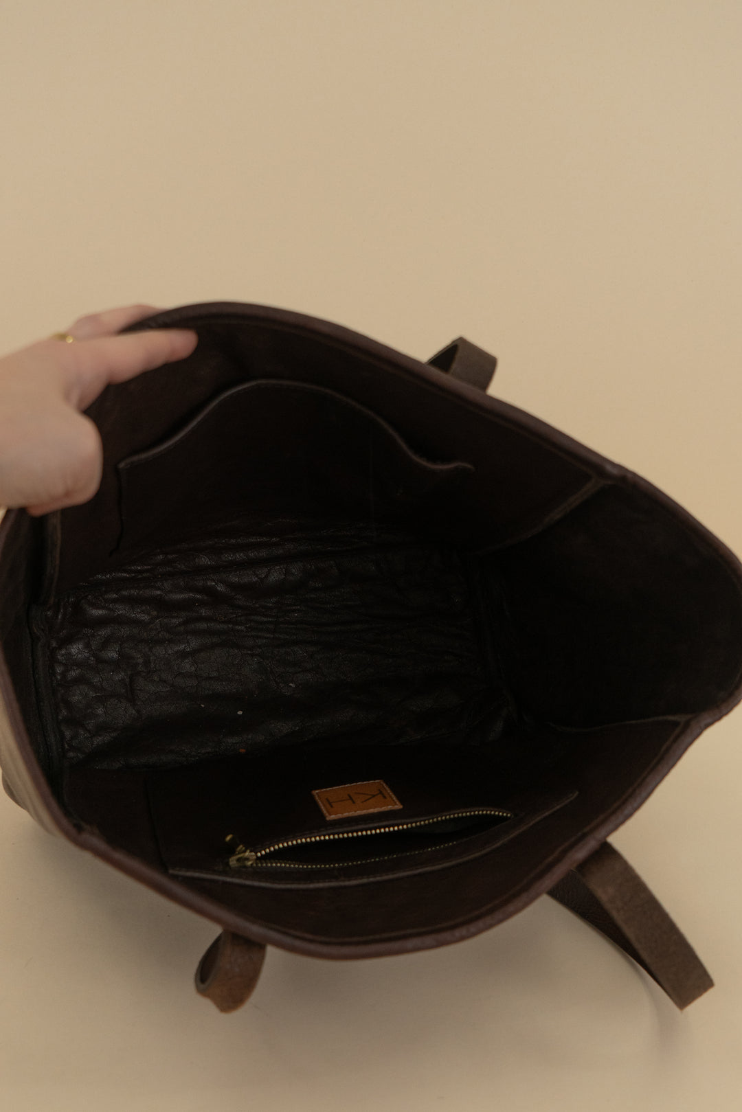 brown ostrich leather tote