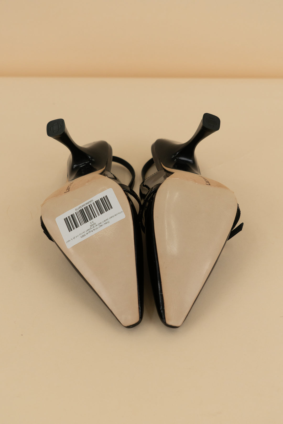 larroude black patent leather slingback pump nwt (6.5; retail $250)