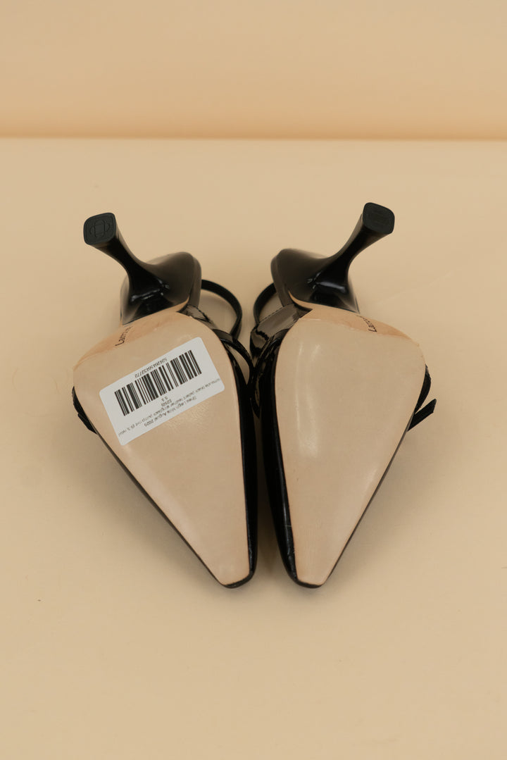 larroude black patent leather slingback pump nwt (6.5; retail $250)