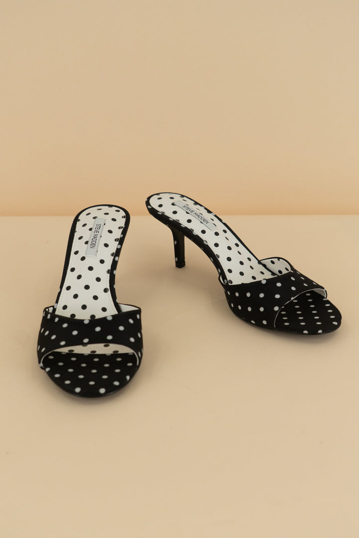 steve madden black polka dot kitten heels nwob (9.5)