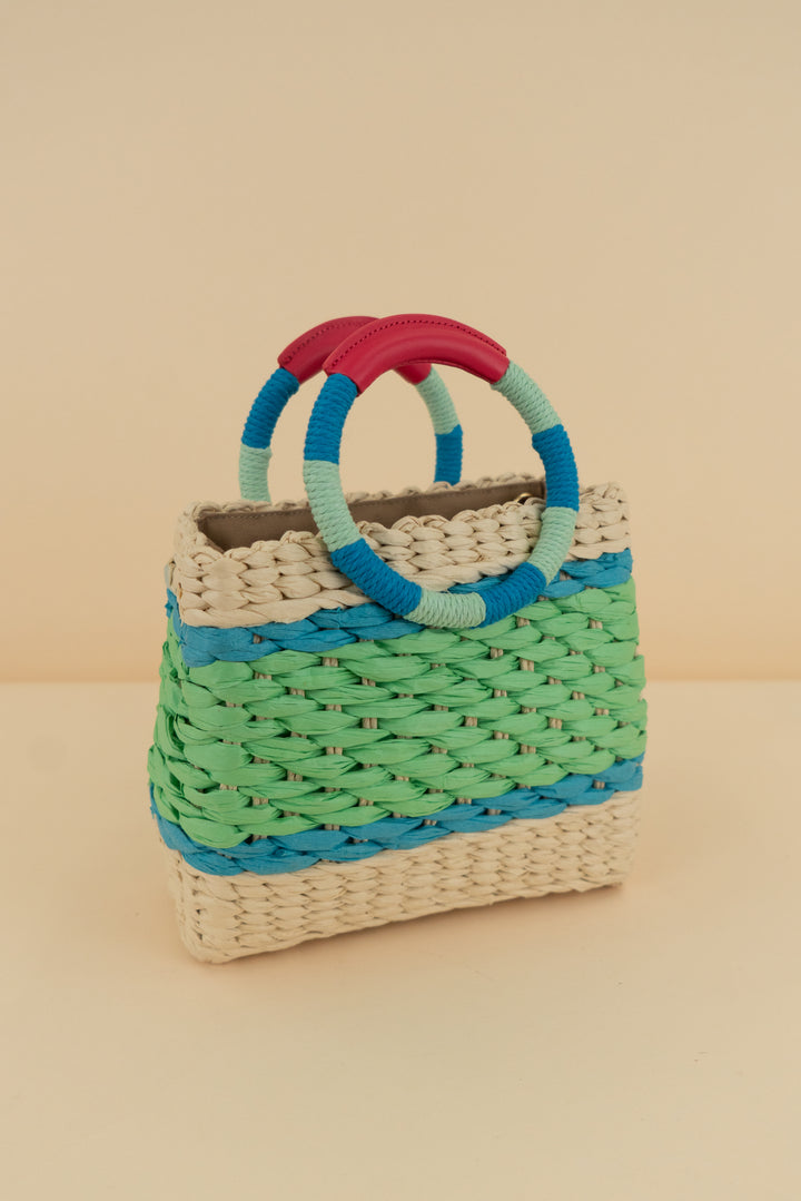 talbots colorful weave top handle bag