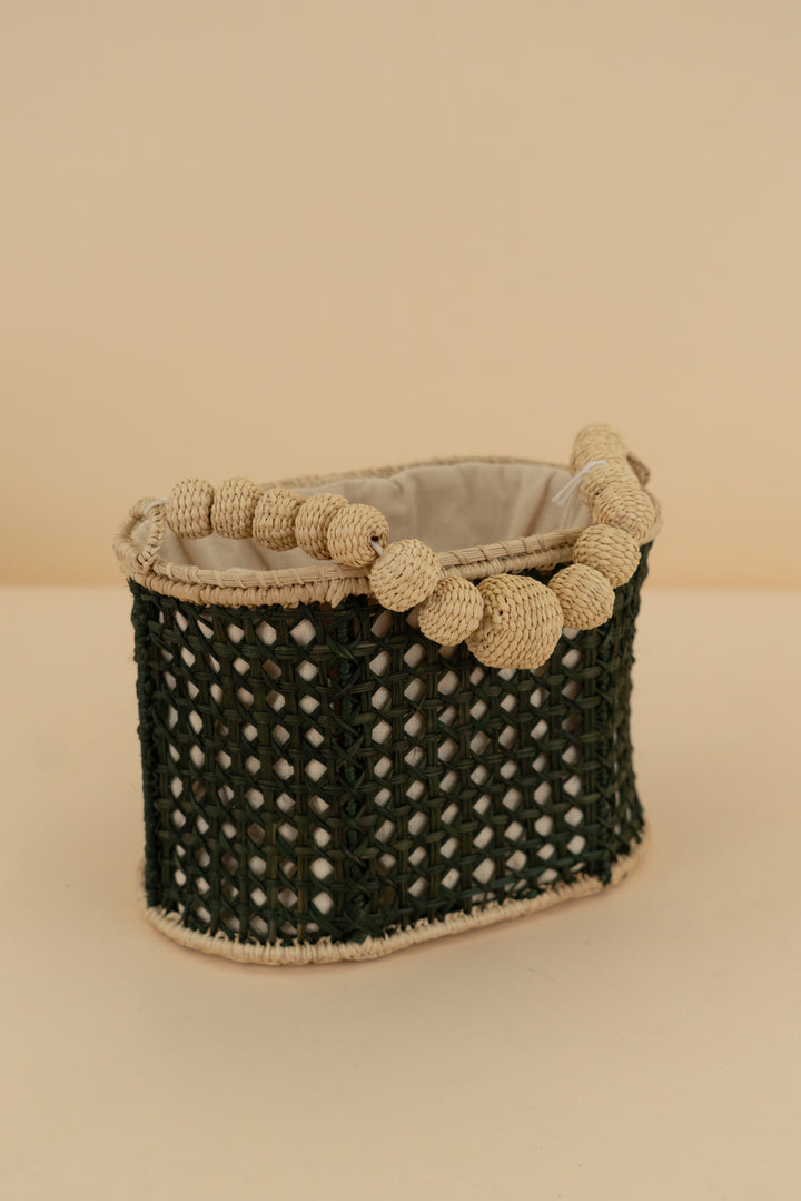 green rattan mini bag