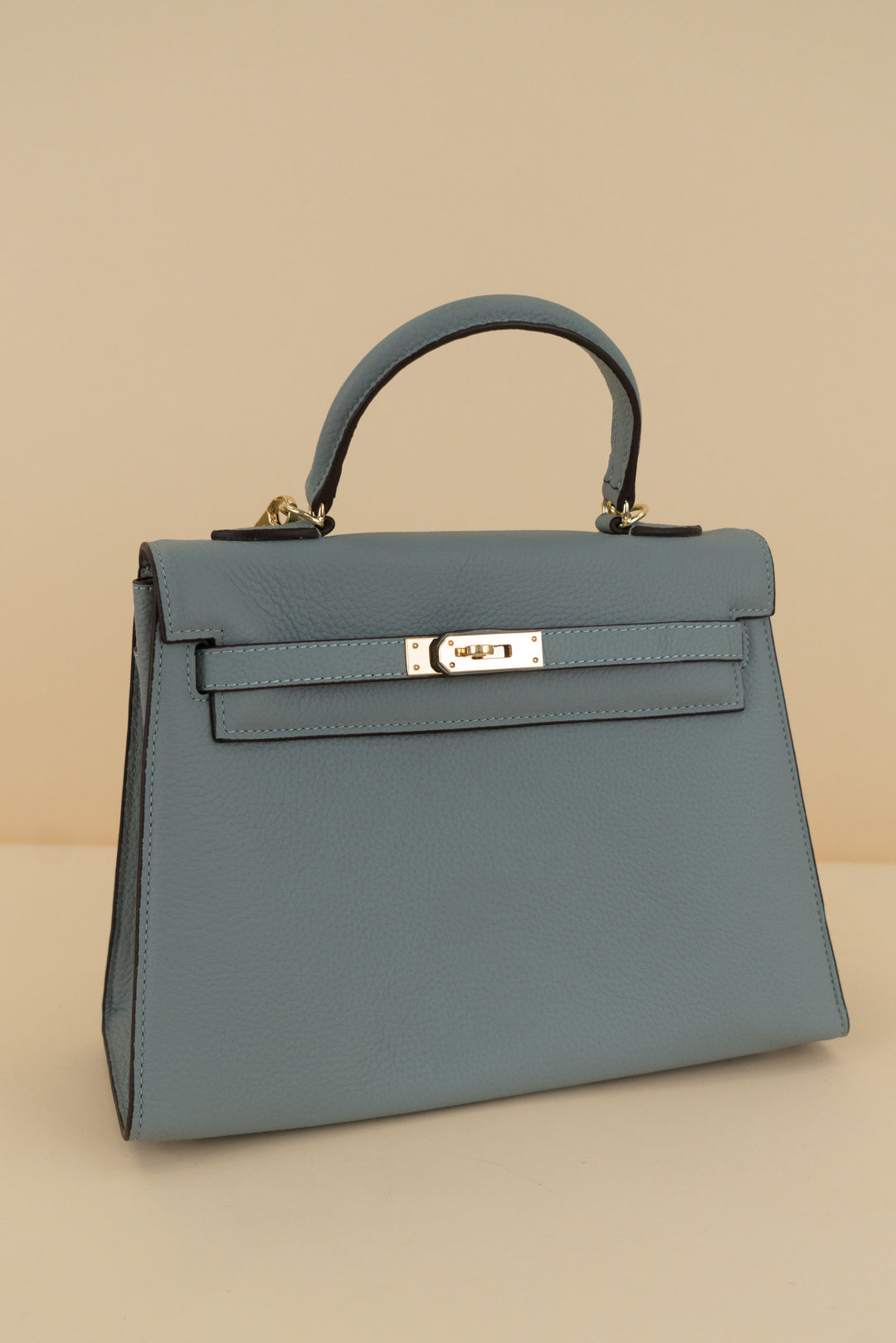slate blue top handle bag