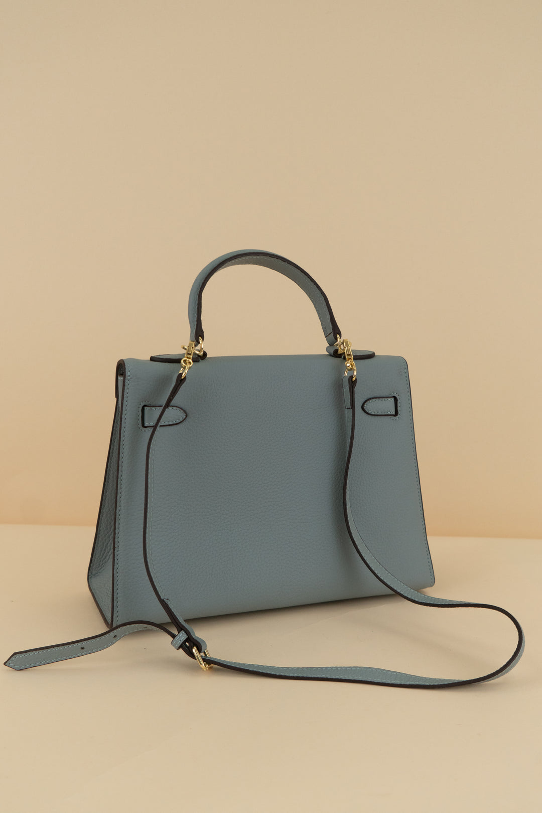 slate blue top handle bag