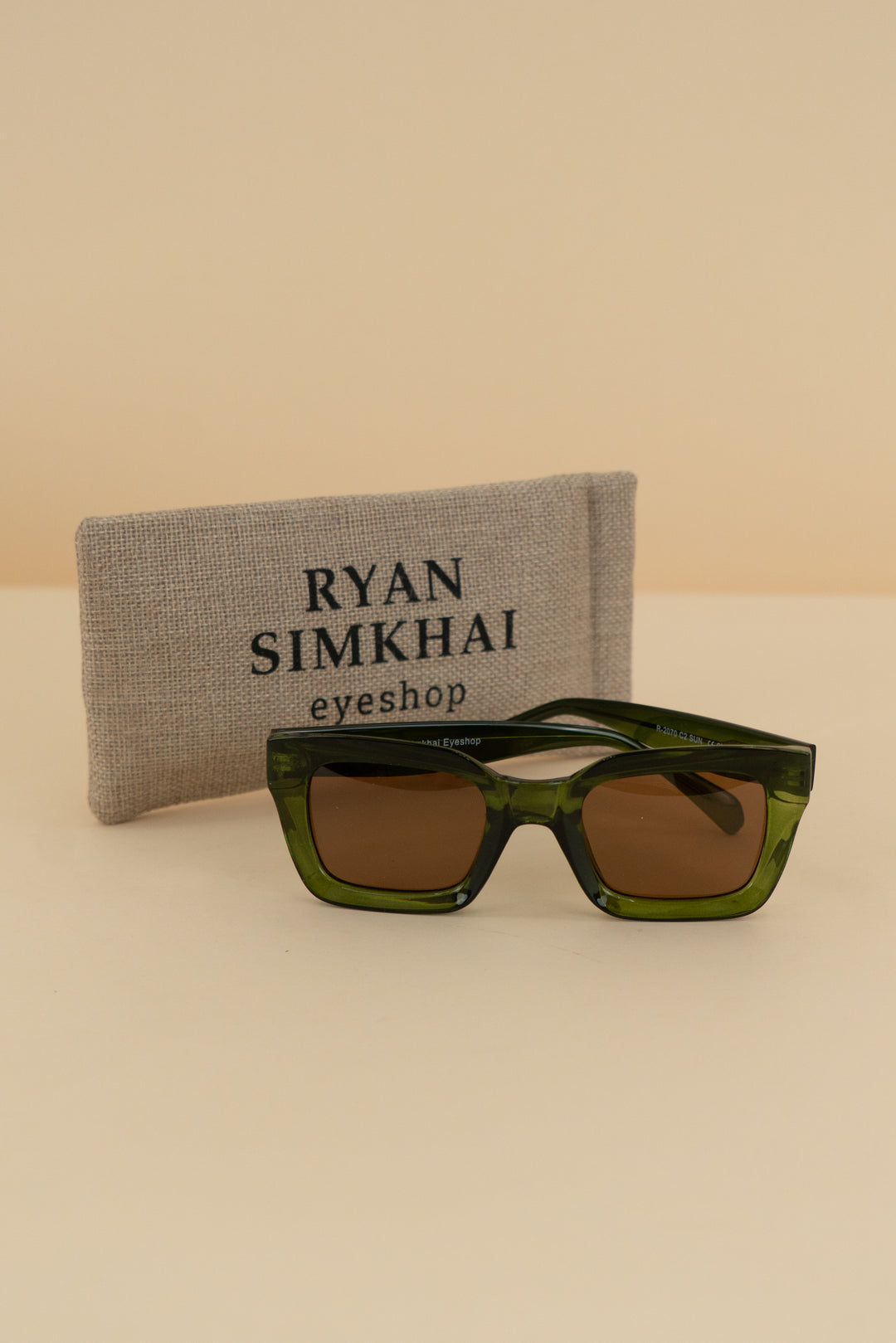 ryan simkhai green square oversized sunglasses with brown lens nwt (os)