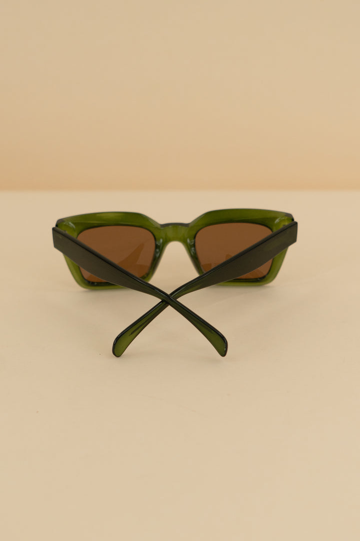 ryan simkhai green square oversized sunglasses with brown lens nwt (os)