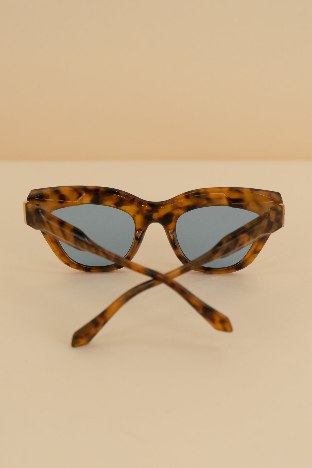 ryan simkhai brown tortoise shell cat eye sunglasses with blue lens nwt (os)