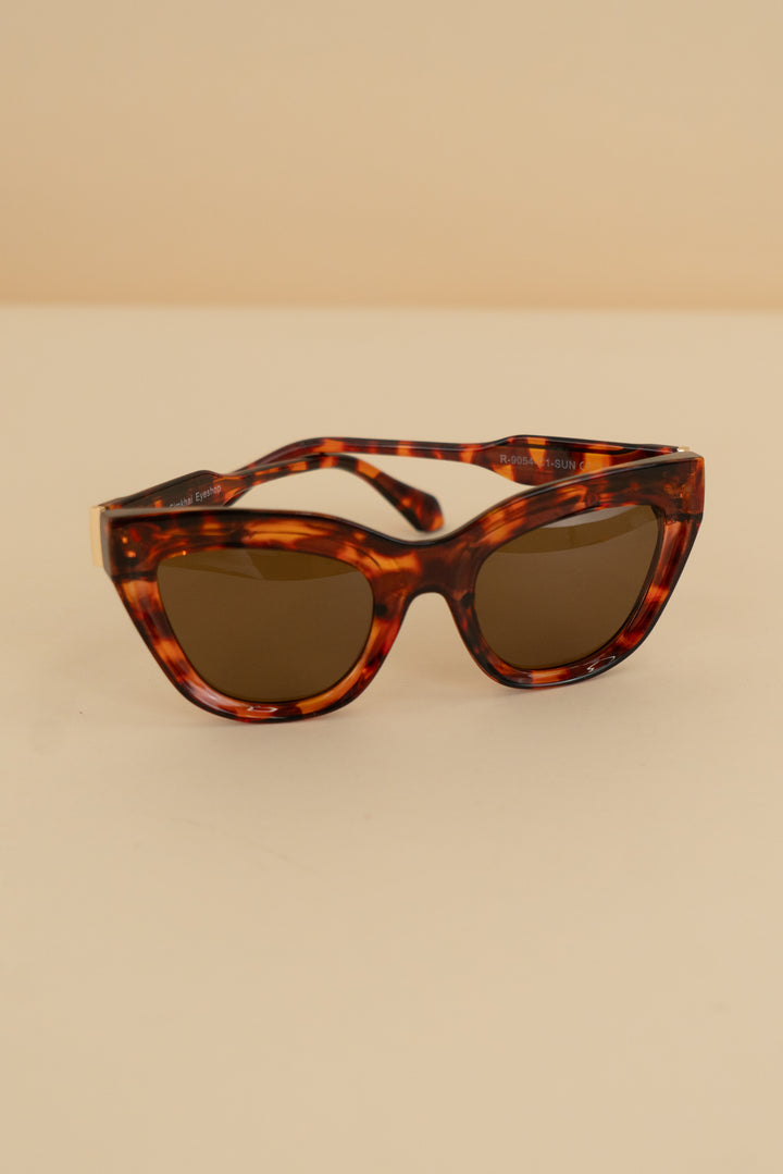 ryan simkhai brown tortoise shell cat eye sunglasses with brown lens nwt (os)