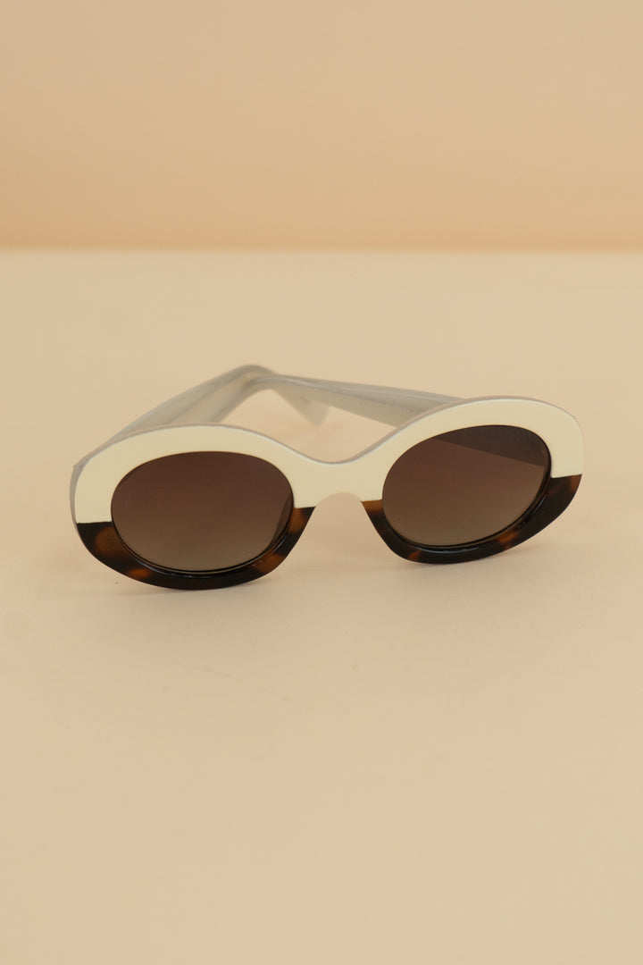 ryan simkhai white & tortoise colorblock oval sunglasses nwt (os)