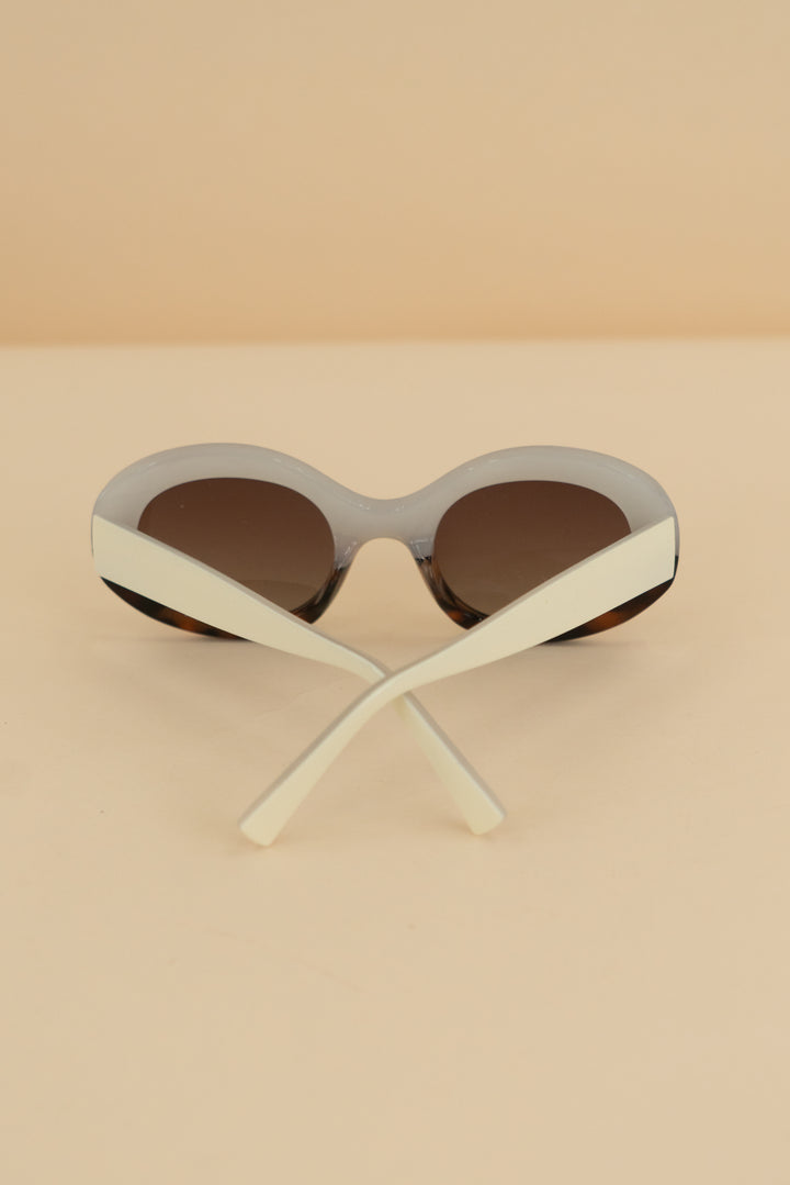 ryan simkhai white & tortoise colorblock oval sunglasses nwt (os)