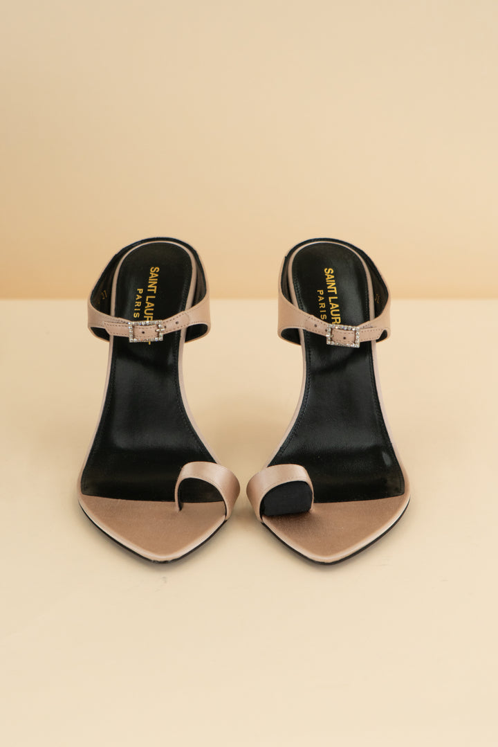saint laurent nude satin mule pointed toe heel (37)
