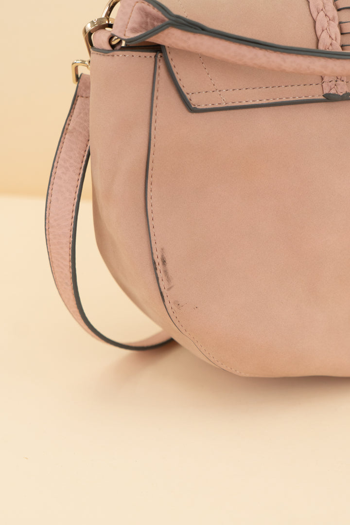pink suede purse with tassel (os)