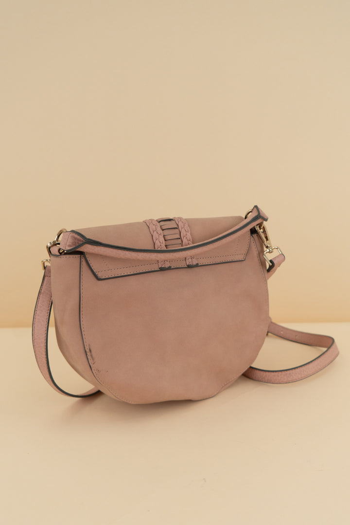 pink suede purse with tassel (os)