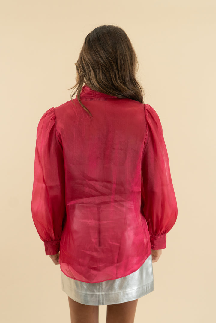 endless rose pink bow organza top (xs)