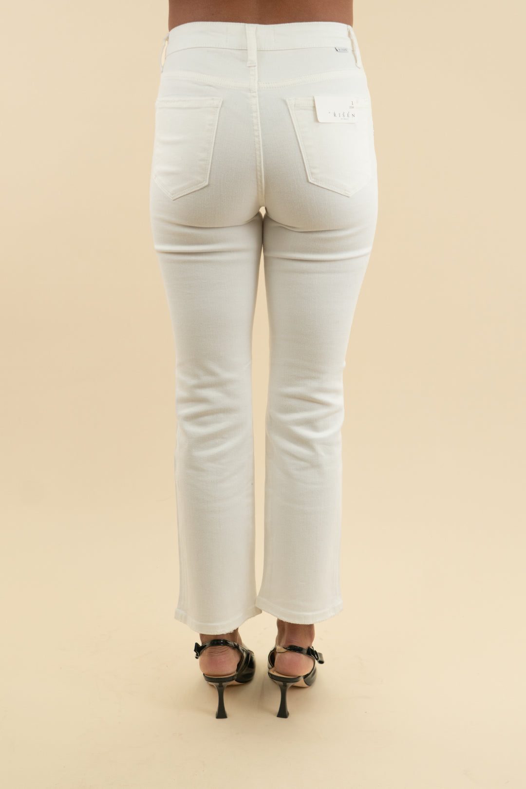 risen high rise white rhinestone jean nwt (25; retail $98)
