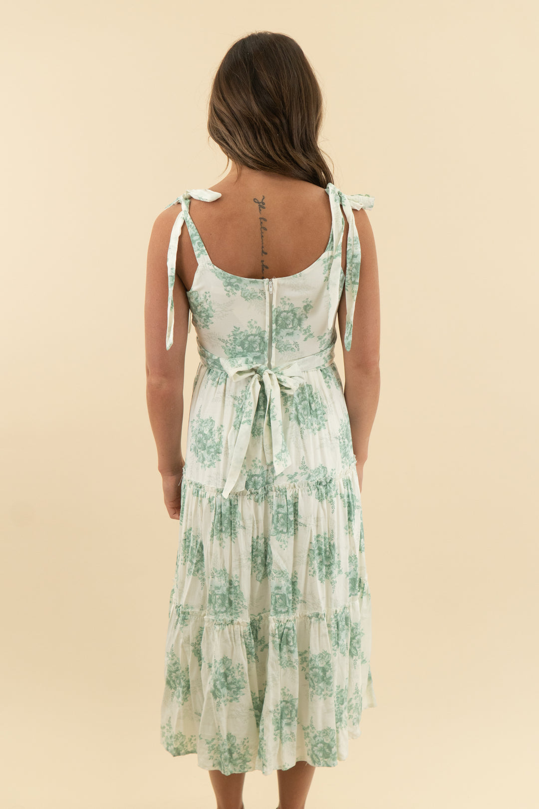 altar'd state white and green floral midi dress (xs)