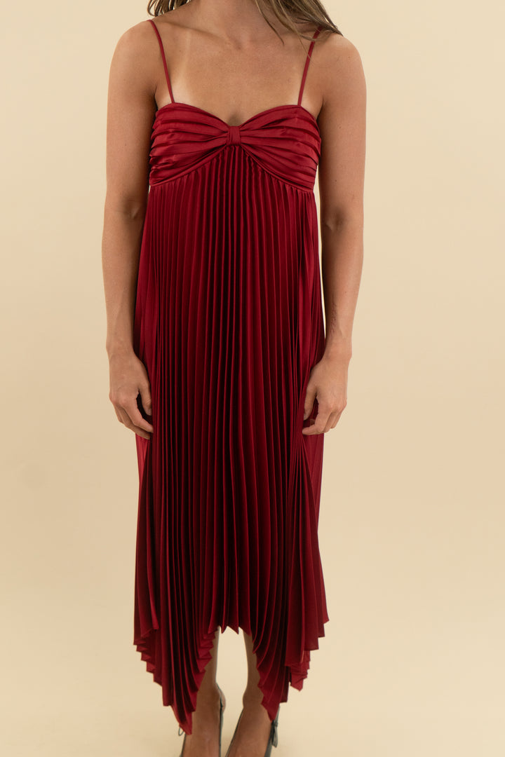 petal + pup wine pleated bow dress nwt (2)