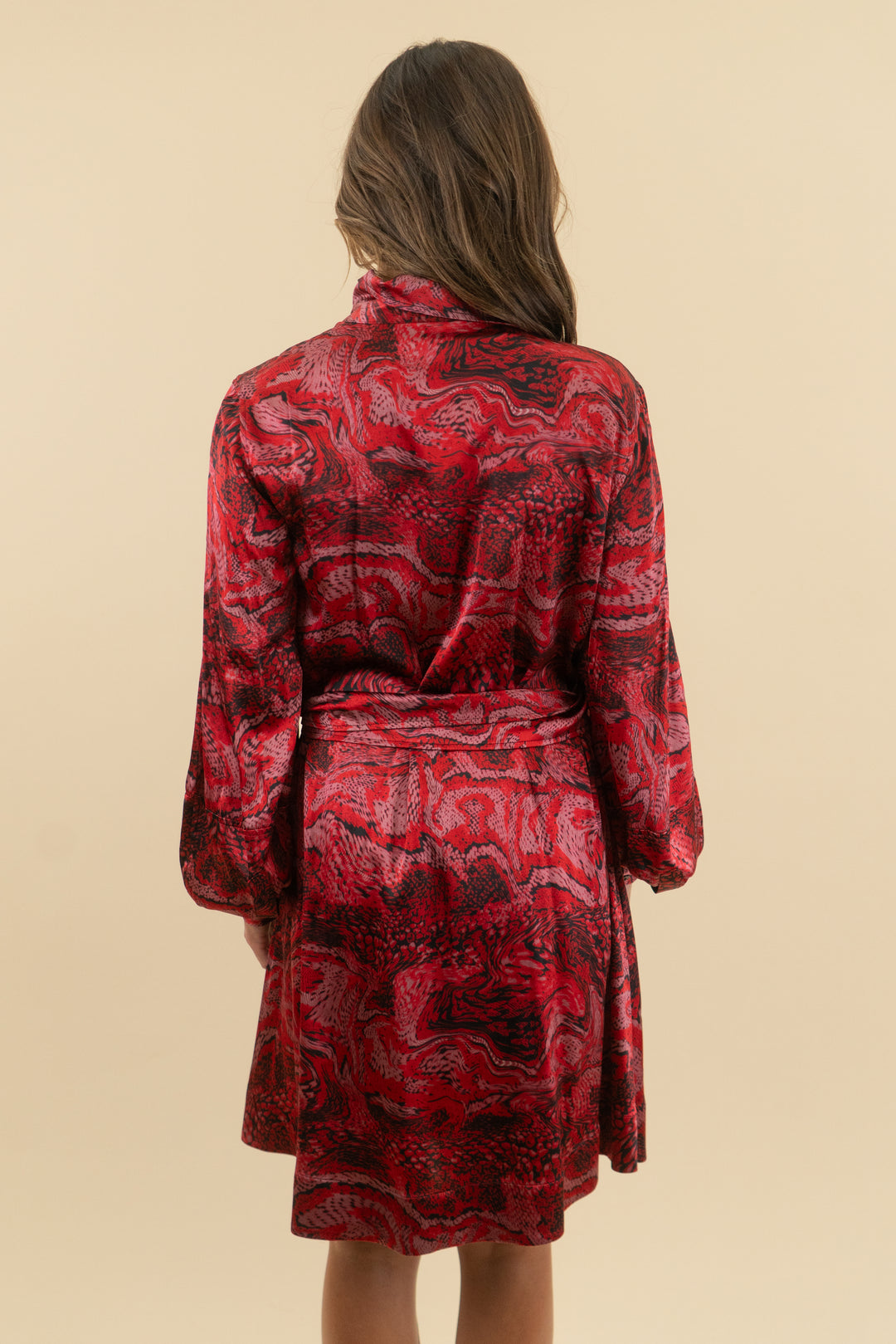 gianni red and black silk print wrap dress (s; retail $540)