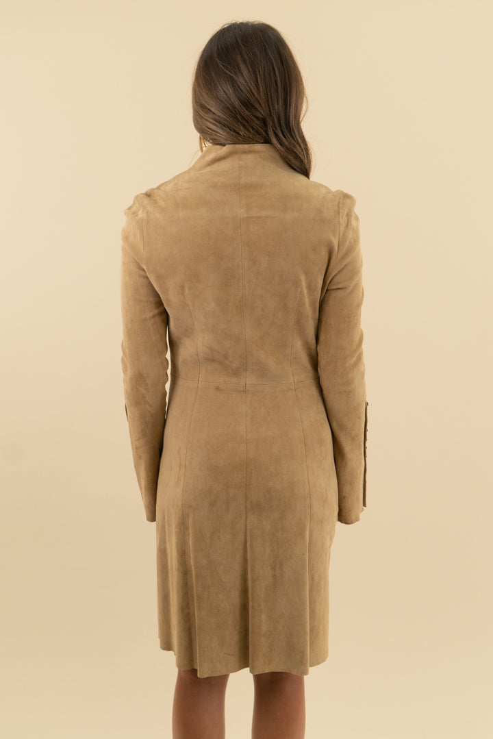 jitrois tan lambskin zip dress (40; retail $745)