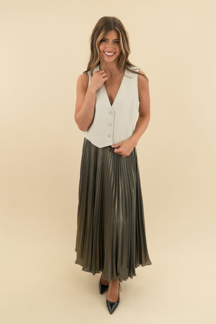lamarque lamb leather cream vest top (m; retail $325)